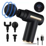 Akkumulátoros masszázs pisztoly 4 cserélhető fejjel, 6 fokozat, fekete