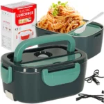 Elektromos ételmelegítő lunch box, 1,5 l, 220 V/12 V, rozsdamentes acél