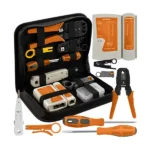 RJ45/RJ11 kábelteszter & krimpelő XXL hálózati szerszámkészlet tokkal