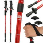 Összecsukható alumínium nordic walking és trekking botok, 2 db, piros
