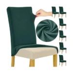 Rugalmas palackzöld bársony székhuzat szett, 6 db, 65×40×35 cm