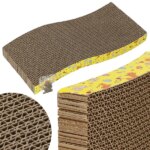 Springos hullámos karton macskakaparó, 44x20 cm, szárított macskamentával