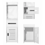 Keskeny fehér 4 polcos fürdőszobai szekrény, 80 cm