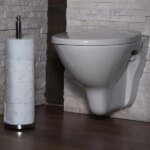 Fém krómozott álló WC-papír tartó, 52,5 cm, csúszásgátló talp