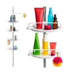 Fehér teleszkópos sarok zuhanypolc 4 szintes, 240-310 cm állítható