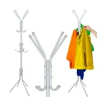 Ruhhy fehér fém álló ruhafogas 170 cm, 3 szintes, 20 kg teherbírás
