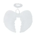 Fehér angyalszárny + glória szett, 42×33 cm, könnyű tollas