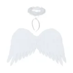 Fehér angyalszárny szett halo fejdísszel, 45×32 cm, könnyű jelmez kiegészítő