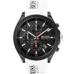 Hugo Boss 1513718 Velocity férfi karóra, fekete számlap, fehér szíj, kronográf