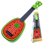 Gyümölcsmintás műanyag gyerek ukulele, 4 húrral, 37 cm