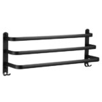 Fali törölközőtartó 60 cm, 3 karos, matt fekete alumínium akasztókkal