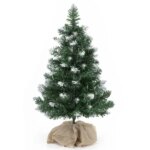 Műfenyő karácsonyi dekoráció 60 cm, zöld PVC tűlevelek, fa talppal