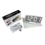 Fehér digitális LED ébresztőóra hőmérővel és tükörkijelzővel, USB