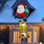 Felfújható Mikulás rénszarvassal, 2,1 m, LED-es karácsonyi dekoráció