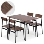 Loft étkezőgarnitúra: 110×70 cm asztal + 4 szék, MDF furnér, acél