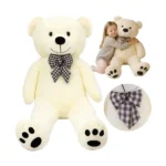 Óriás plüss maci 140 cm, ecru, masnis, extra puha ölelős