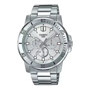 Férfi karóra Casio MTP-VD300D-7E ezüst acél szíjjal, 45 mm