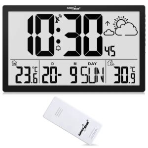 Nagy LCD falióra hőmérővel, dátummal és külső érzékelővel