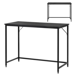 Fekete íróasztal fémvázzal és MDF lappal, 100 × 50 × 76 cm