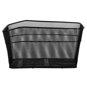 Fekete fém kerékpárkosár csomagtartóra, 39,5 × 30 cm, 10 kg teherbírás