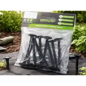 Agrotextil rögzítő tüske, 11 cm, fekete műanyag, 10 db