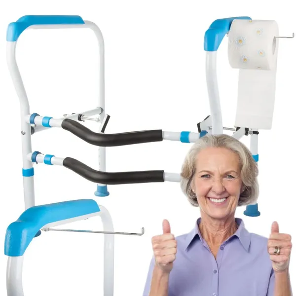 Állítható WC-kapaszkodó időseknek, fém, 60–70 cm