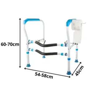 Állítható WC-kapaszkodó időseknek, fém, 60–70 cm