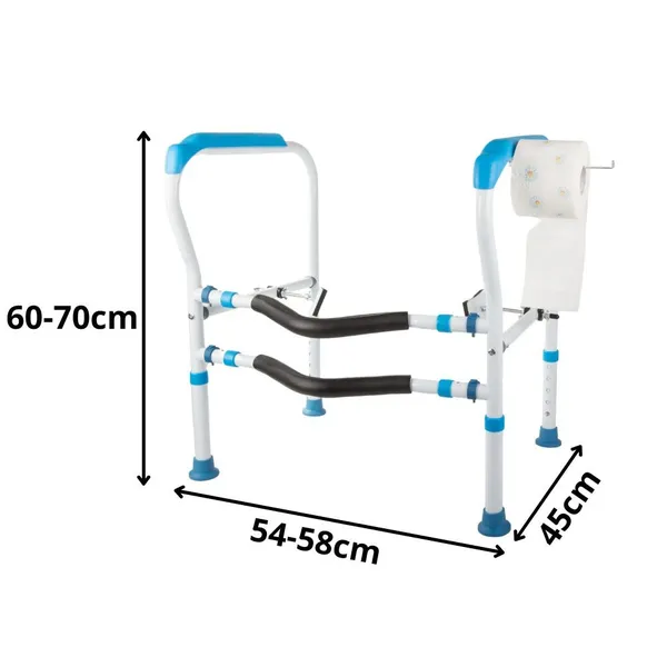 Állítható WC-kapaszkodó időseknek, fém, 60–70 cm