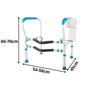 Állítható WC-kapaszkodó időseknek, fém, 60–70 cm