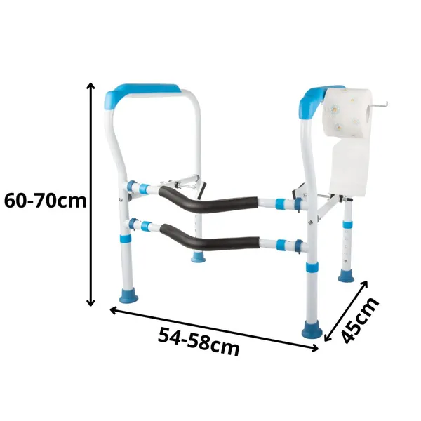 Állítható WC-kapaszkodó időseknek, fém, 60–70 cm