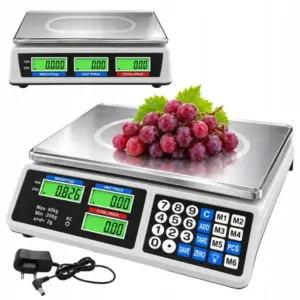 Árszorzós digitális mérleg, 40 kg, 2 g, LCD, akkumulátoros