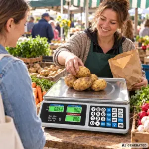 Árszorzós digitális mérleg, 40 kg, 2 g, LCD, akkumulátoros
