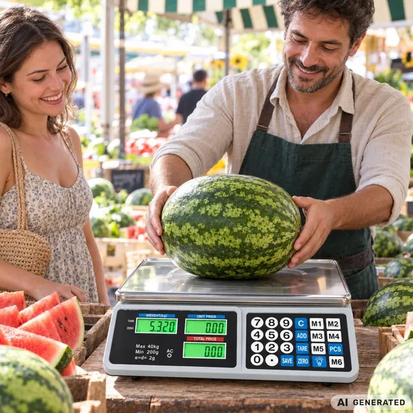Árszorzós digitális mérleg, 40 kg, 2 g, LCD, akkumulátoros