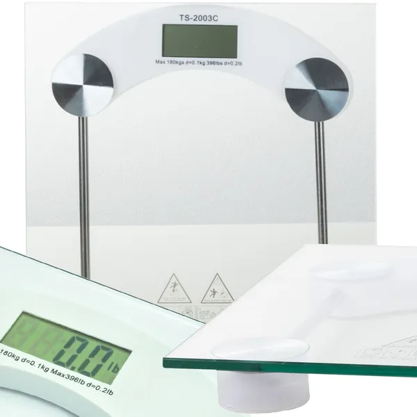 Digitális fürdőszobai mérleg, 180 kg, átlátszó edzett üveg, LCD-kijelző