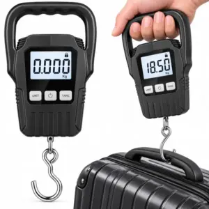 Digitális kampós poggyász- és horgászmérleg, LCD, 50 kg, 10 g