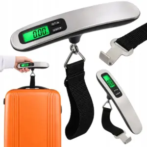 Digitális kézi poggyászmérleg LCD-kijelzővel, 50 kg, ezüst-fekete