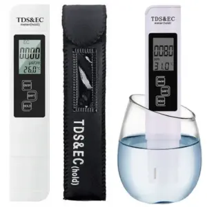Digitális TDS/EC vízminőségmérő hőmérővel, 0–9999 ppm