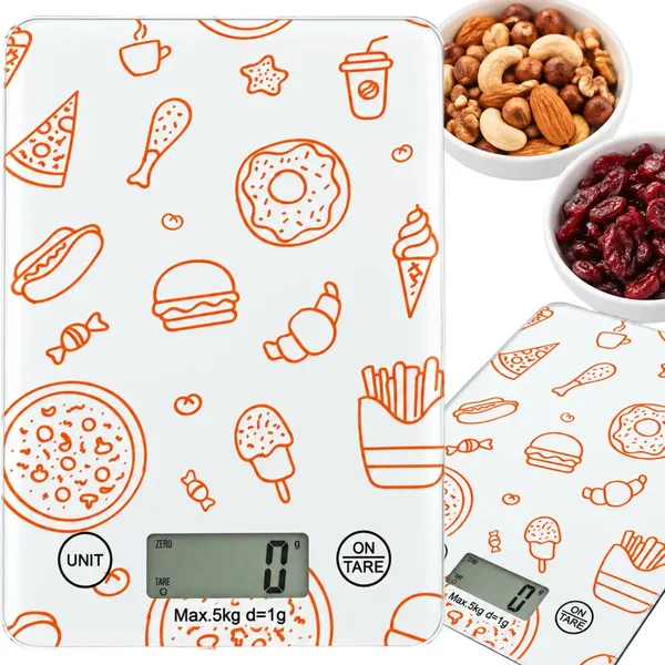Digitális üveg konyhai mérleg, 5 kg, 1 g, érintővezérlés, tárázás