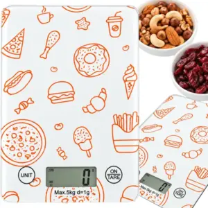 Digitális üveg konyhai mérleg, 5 kg, 1 g, érintővezérlés, tárázás
