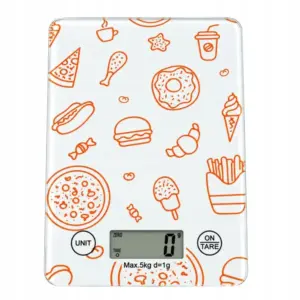 Digitális üveg konyhai mérleg, 5 kg, 1 g, érintővezérlés, tárázás