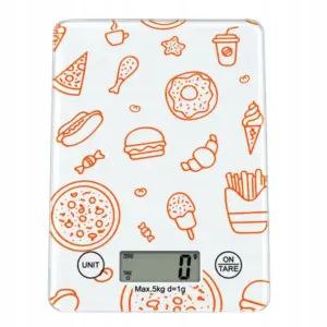 Digitális üveg konyhai mérleg, 5 kg, 1 g, érintővezérlés, tárázás