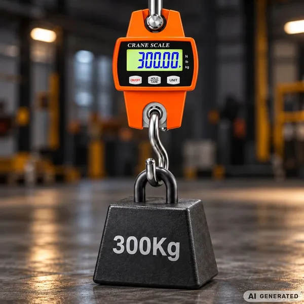 Elektronikus ipari függőmérleg 300 kg, háttérvilágításos LCD-kijelzővel