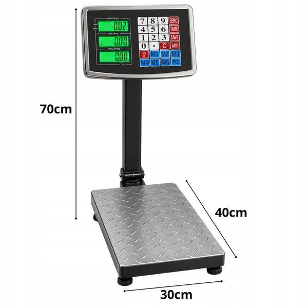Elektronikus platformmérleg 200 kg, tára funkcióval, 40 × 30 cm