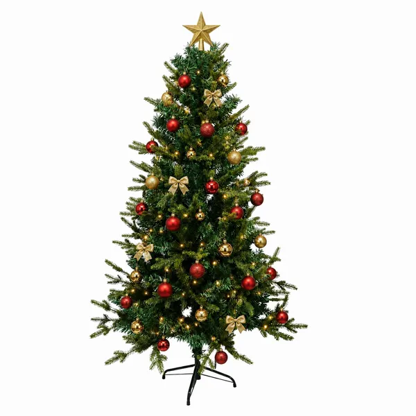 Élethű zöld lucfenyő műfenyő, 220 cm, 1200 ág, PE, fém talppal
