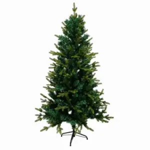 Élethű zöld lucfenyő műfenyő, 220 cm, 1200 ág, PE, fém talppal