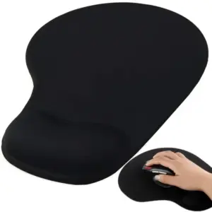 Ergonomikus egérpad zselés csuklótámasszal, fekete, 19 × 23 cm
