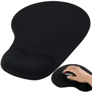 Ergonomikus egérpad zselés csuklótámasszal, fekete, 19 × 23 cm