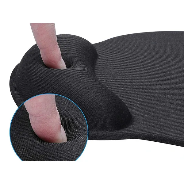 Ergonomikus egérpad zselés csuklótámasszal, fekete, 19 × 23 cm