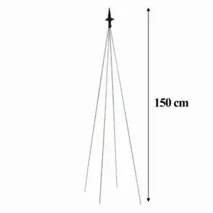 Fekete acél növénytámasz futónövényekhez, 150 cm