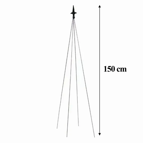 Fekete acél növénytámasz futónövényekhez, 150 cm